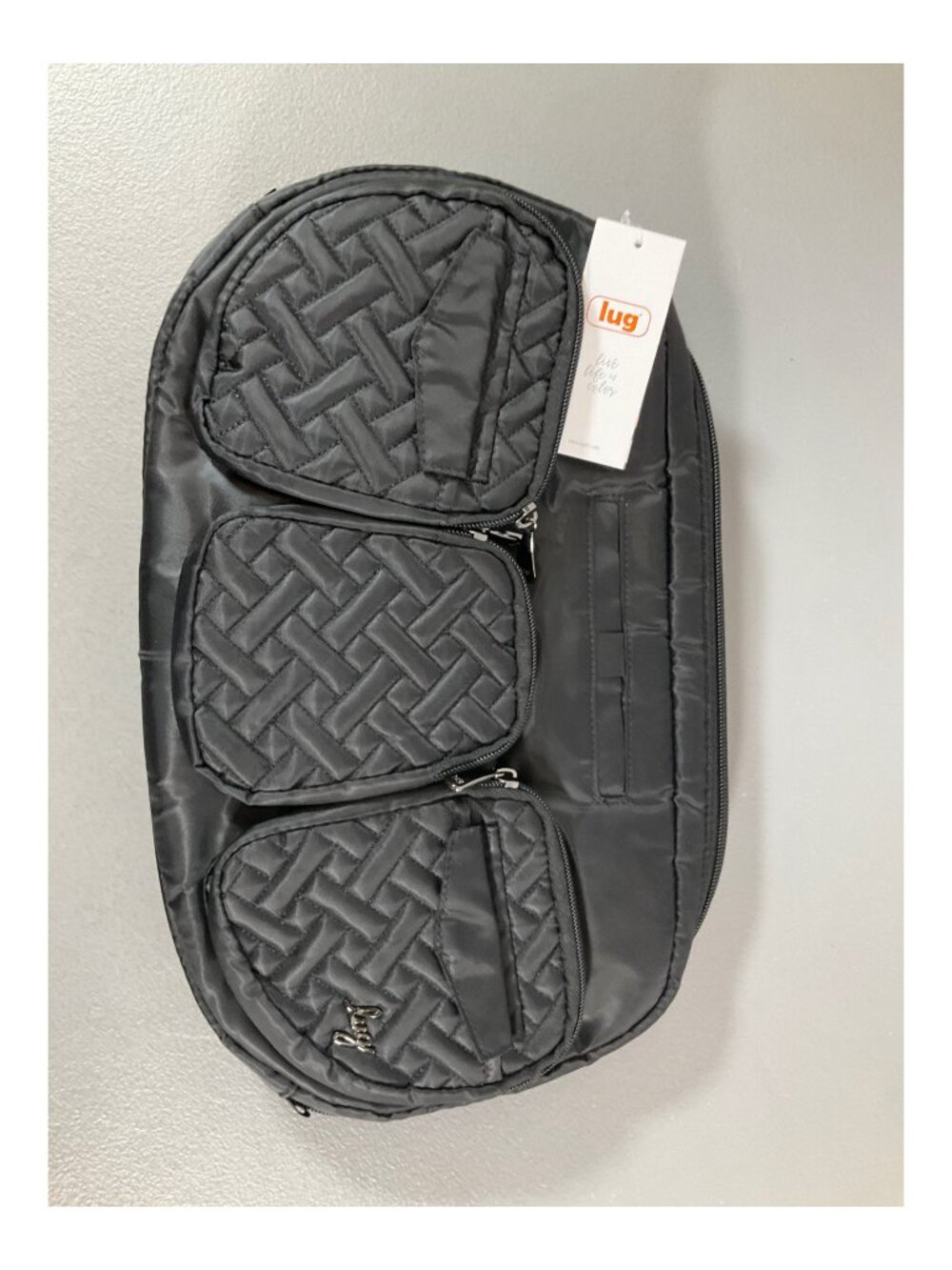 Lug Railcar Midnight Black Quilted Crossbody Bag - Unisex, Adjustable Strap, Mul